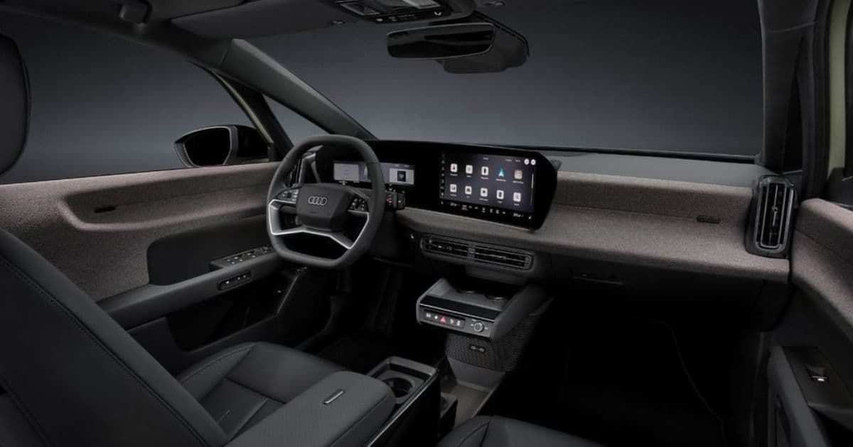 Audi A2 e-tron Interior With Curved Touchscreen, Steering Wheel and Centre Console