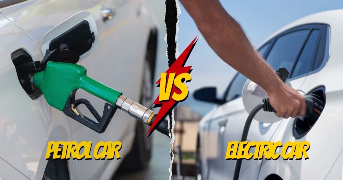 Petrol Car Being Refuelled vs Electric Car Being Charged