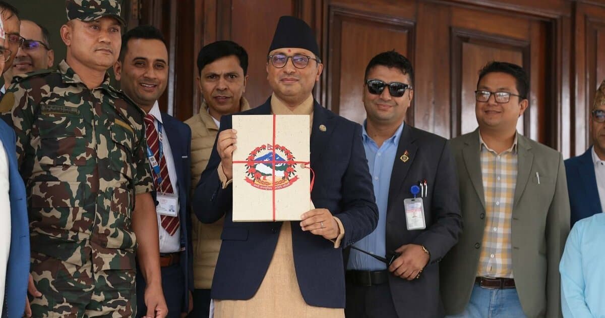 Finance Minister Swarnim Wagle Holding the Nepal Budget 2083-84 Document